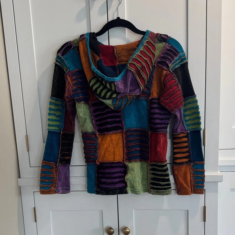 Patchwork Multi-Color Hoodie Jacket - Picture 6 of 9